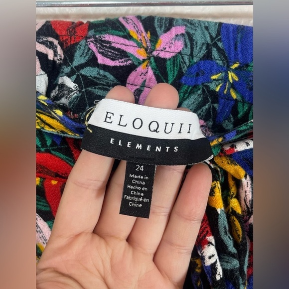 Eloquii Floral Wide Leg Relaxed Fit Pull On Pants Women’s 24 Colorful Coastal - Picture 3 of 11